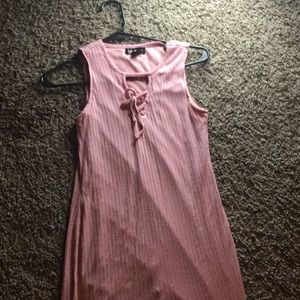 A pink mini dress.